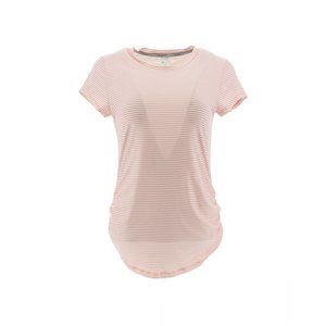 NWT BALANCE X ISAAC MIZRAHI STRIPED RUCHED PERFECT TEE SPACE DYE STRIPE XS